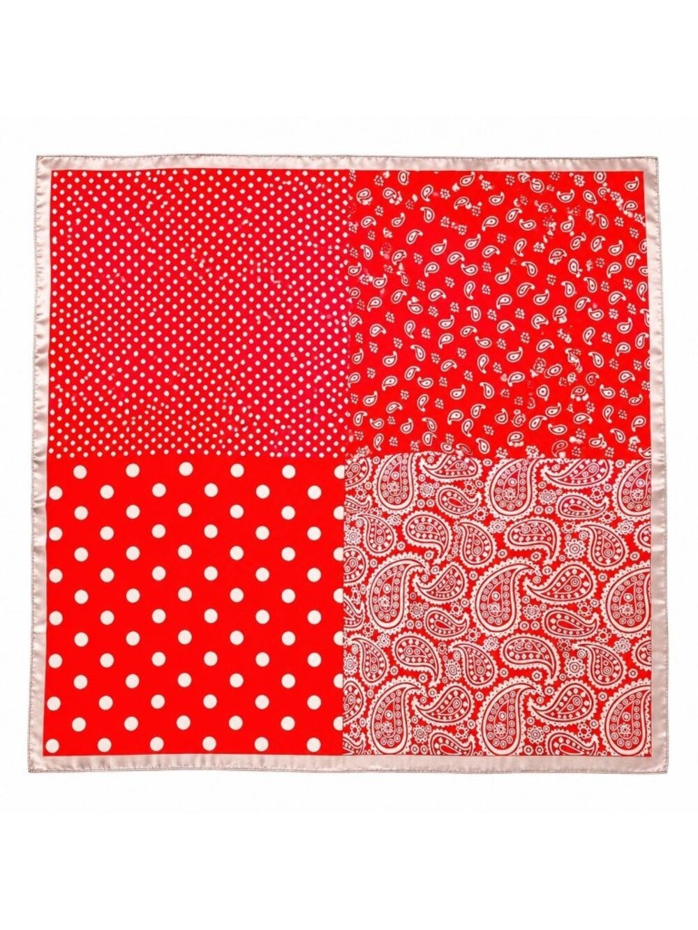 Red Bandana Satin Scarf 26x26 Paisley Polka Dot Square Neck Hair Scarf
